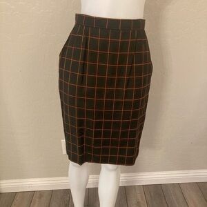 Vintage Evan-Picone Lord & Taylor Windowpane Pattern Wool Skirt Size 8